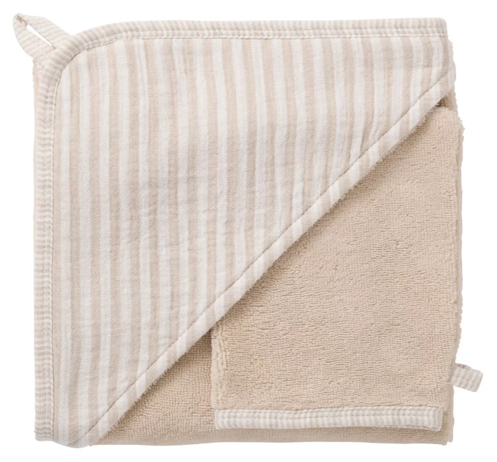 Cape de bain + gant bambou à personnaliser