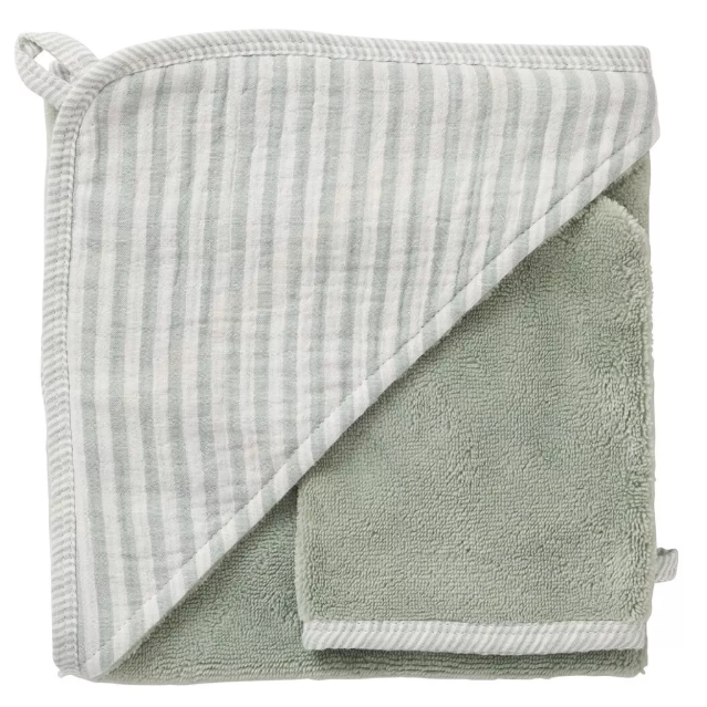 Cape de bain + gant bambou à personnaliser