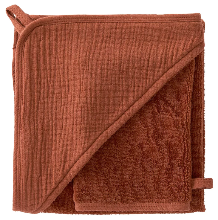 Cape de bain + gant bambou à personnaliser